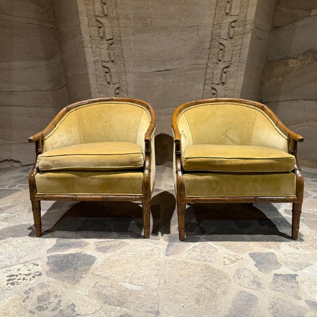 1960s Faux Bamboo Lounge Chairs Century Furniture Hickory Nc For Sale In San Diego - Image 6 of 12