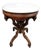 Antique Victorian Marble Top Parlor Table With Ornate Carved Wood Base & Wheels For Sale