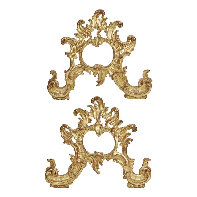 Louis XV Gilded Carved Friezes with Mirrors, 1700s, Set of 2 For Sale