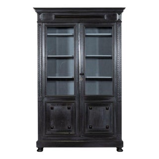 French Ebonised Glazed Display Bookcase, 1880s For Sale