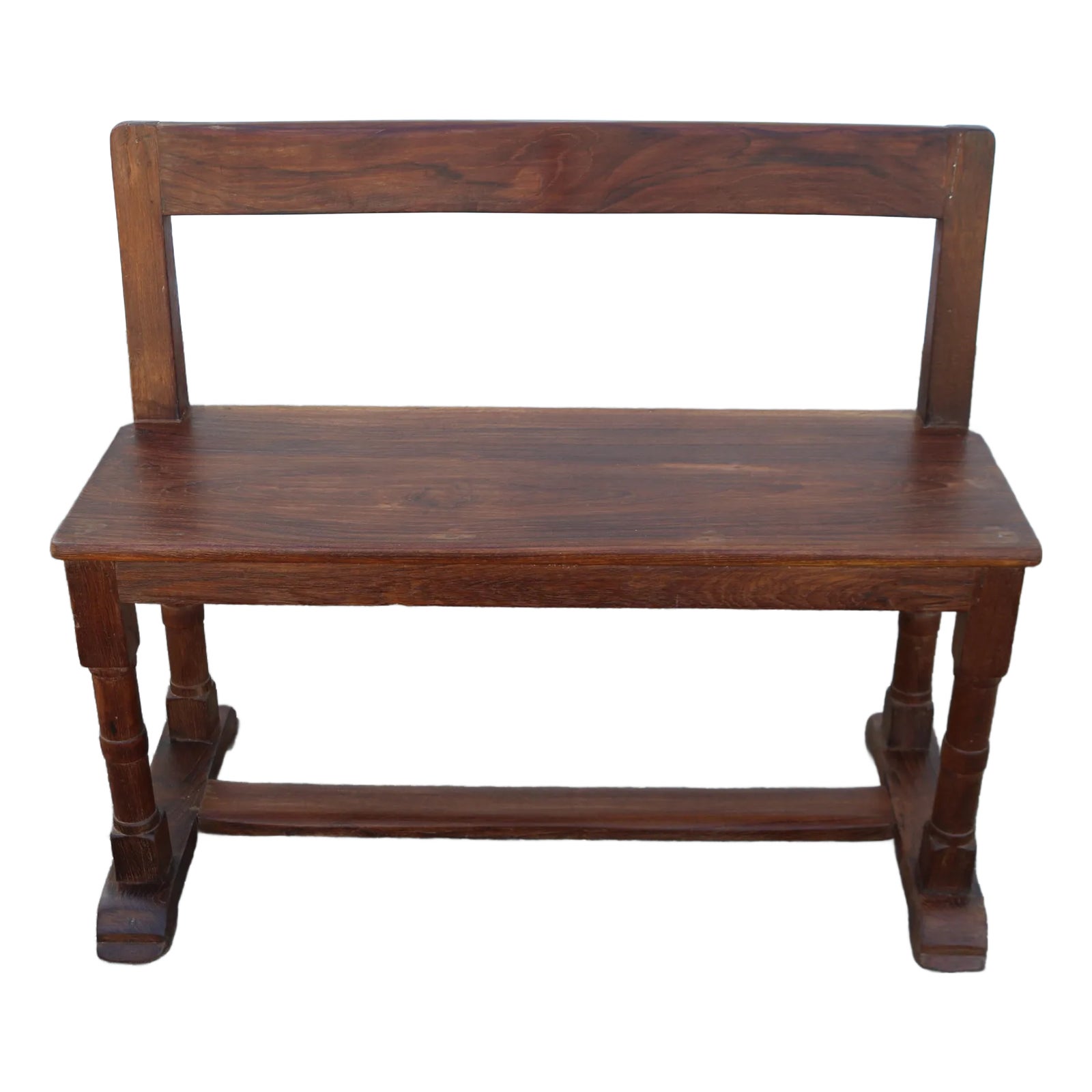 Early 20th Century Solid Indian Rosewood Small Bench | Chairish