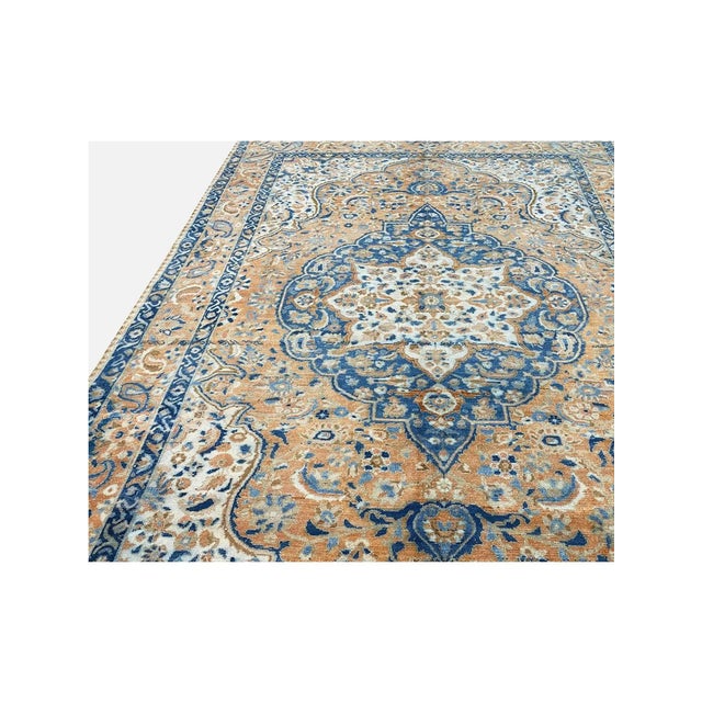Orange 1950s Old Vintage Persian Bakhtiari Area Rug 7x10 For Sale - Image 8 of 10