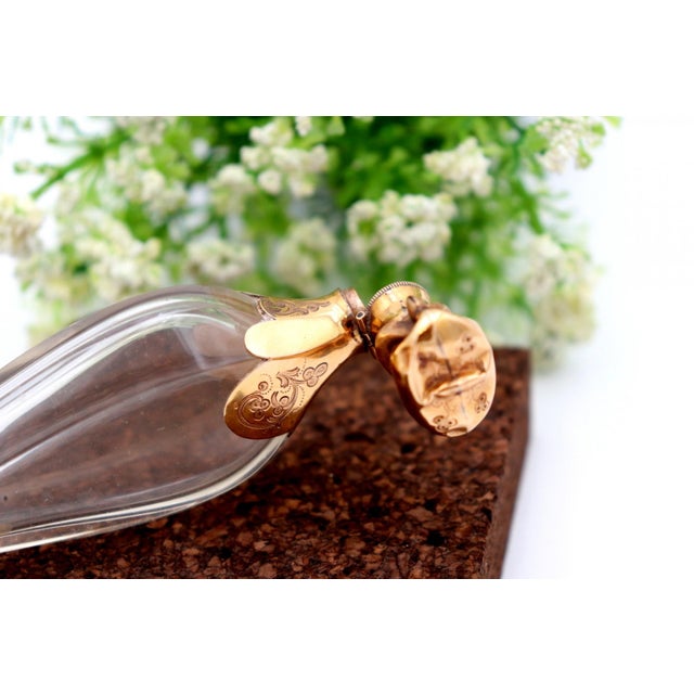 Glass Perfume Bottle with Gold Applications For Sale - Image 4 of 7