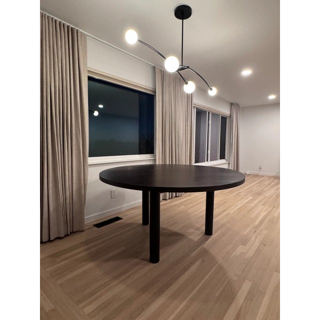 Modern Solid Oak Dining Table in Luxurious Dark Wood Tone For Sale - Image 11 of 14