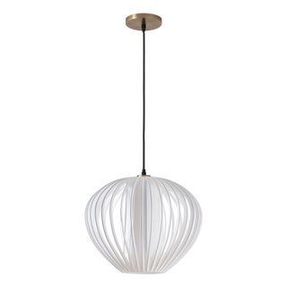 Bloom Pendant Light 14" D by Nova of California - White Satin Shade, Weathered Brass, Dimmable Bulb Included For Sale