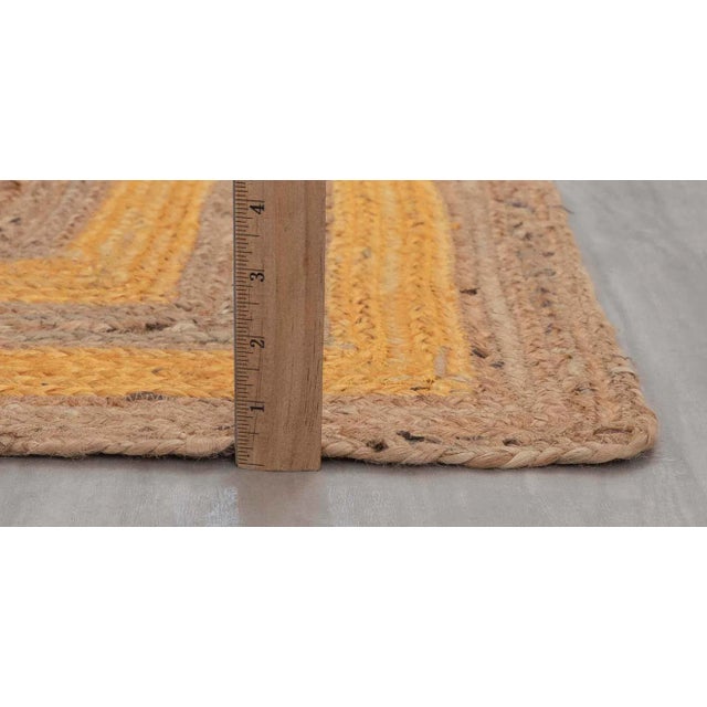 5'x7' Orangish Yellow Jute Braided Rectangle Boho Chic Rug For Sale - Image 11 of 13