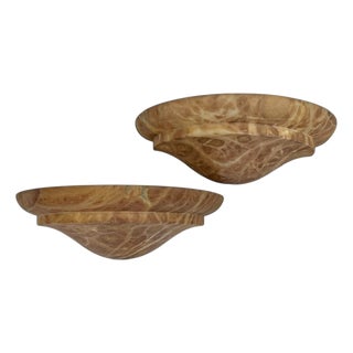 Large Mid-Century Brown Alabaster Wall Sconces, 1970, Set of 2 For Sale