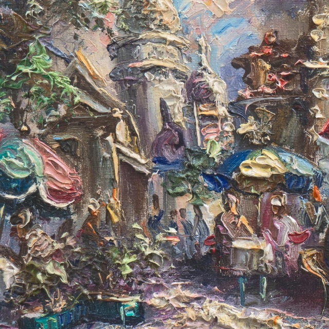 'Montmartre, La Place Du Tertre en Été' by Jean Marie Couillard, 1970, Paris in Summer, Nancy, Parisian Street Scene For Sale - Image 4 of 10