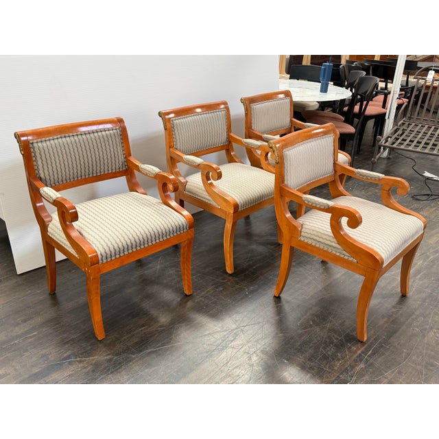 Neoclassical Neoclassical Influenced Vintage Armchairs, Set of Four For Sale - Image 3 of 12