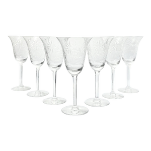 1950s Tiffin-Franciscan “Ecstasy” Set of 7 Crystal Water Glasses