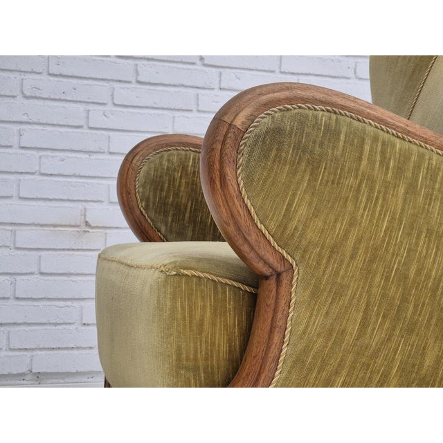 Danish Armchair in Furniture Velour and Oak, 1960s For Sale - Image 12 of 18