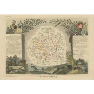 Antique Map of the Department of Indre For Sale