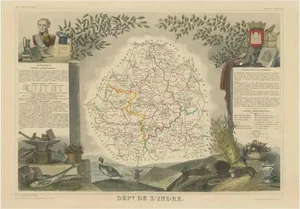 Antique Map of the Department of Indre