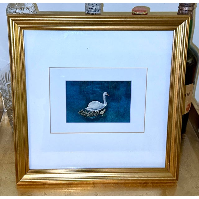 Framed Vintage Swan Postcard, 1960s Bavarian Südbild Print For Sale In New York - Image 6 of 8