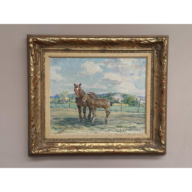 Einar Söderlund, Horses in a Pasture, 1960s, Oil Painting on Panel, Framed For Sale - Image 6 of 13