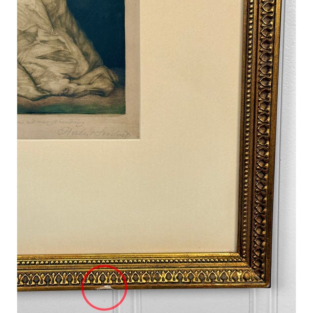 Antique Traditional Mezzotint Engraving "Lady Muster" Framed Art For Sale - Image 12 of 14