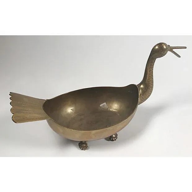 Vintage MCM Footed Brass Bird Compote Bowl or Planter For Sale In Kansas City - Image 6 of 6