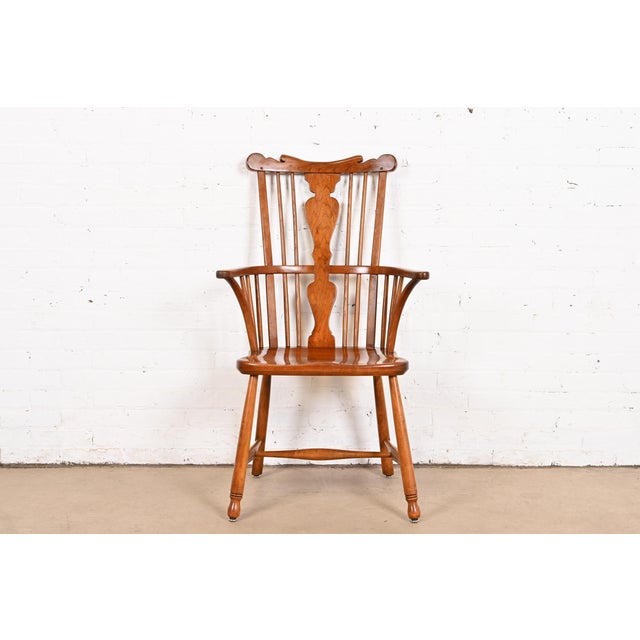 Stickley Solid Cherry Wood Spindle Back Windsor Armchair, 1960 For Sale - Image 10 of 10