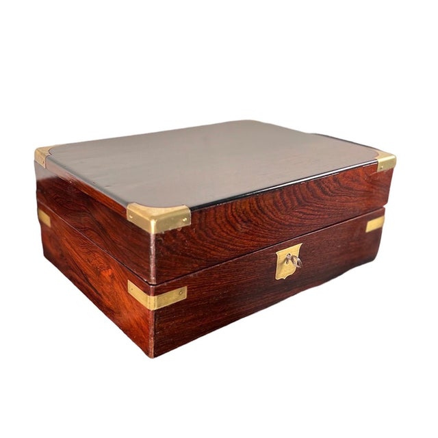 Regency Brass Bound Rosewood Fitted Traveling Dressing Box For Sale - Image 4 of 11