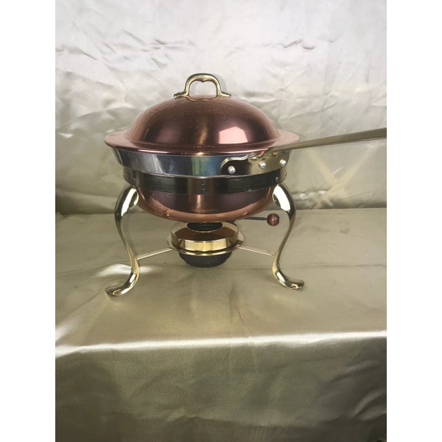 Vintage Brass and Copper Chafing Dish With Long Brass Handle by Ernest Sohn Designs. For Sale In Phoenix - Image 6 of 12