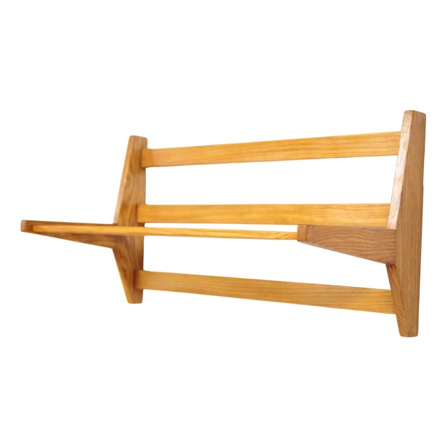 Mid-Century Ash Wood Shelf, Former Czechoslovakia, 1970s For Sale