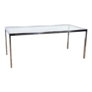 1970s Milo Baughman Style Mid Century Modern Style Glass and Chrome Dining Table For Sale