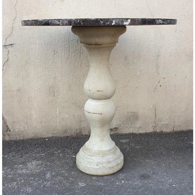 Marble Pedestal Table with Marquetry Tray, 1800s For Sale - Image 10 of 11