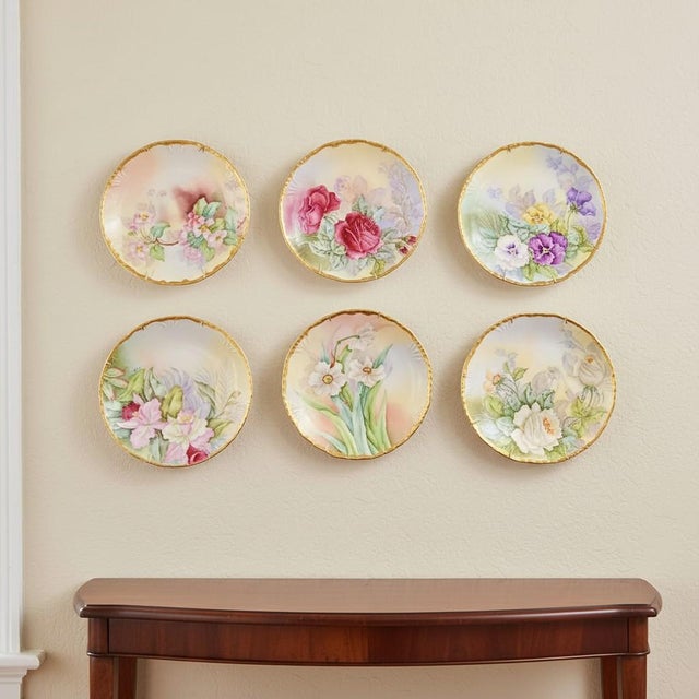Ceramic Late 19th Century Hand Painted Limoges Plates-J.P.L. France-Artist Signed-Floral Cabinet- Set of 6 For Sale - Image 7 of 11