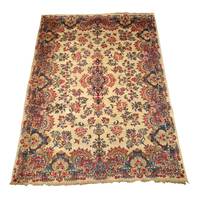 Handmade Kerman Rug in Cotton For Sale