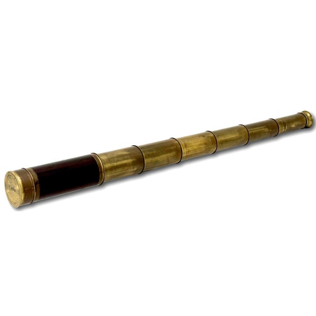 Late 19th Century Rare 7 Draw 24 Inch Antique Brass & Rosewood Ships Spyglass - Telescope Circa Late 19th Century For Sale - Image 5 of 12
