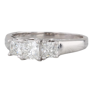 0.87ctw Princess Diamond 3-Stone Engagement Ring 14k White Gold Size 6.5