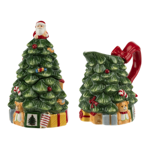 Spode Christmas Tree Figural Sugar and Creamer Set