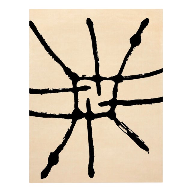 Modern Black and White Rectangular Maya Rug by Tapis Studio for Hommés Studio For Sale