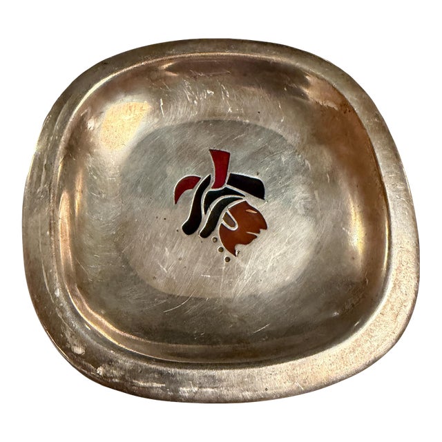 Mid-Century Decorative Silver Plate Los Castillo Emplumado Azteca For Sale