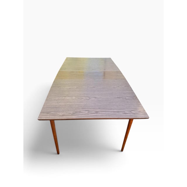 Vintage Mid-Century Modern Formica Extendable Dining Table With Walnut Wood Legs For Sale - Image 10 of 10