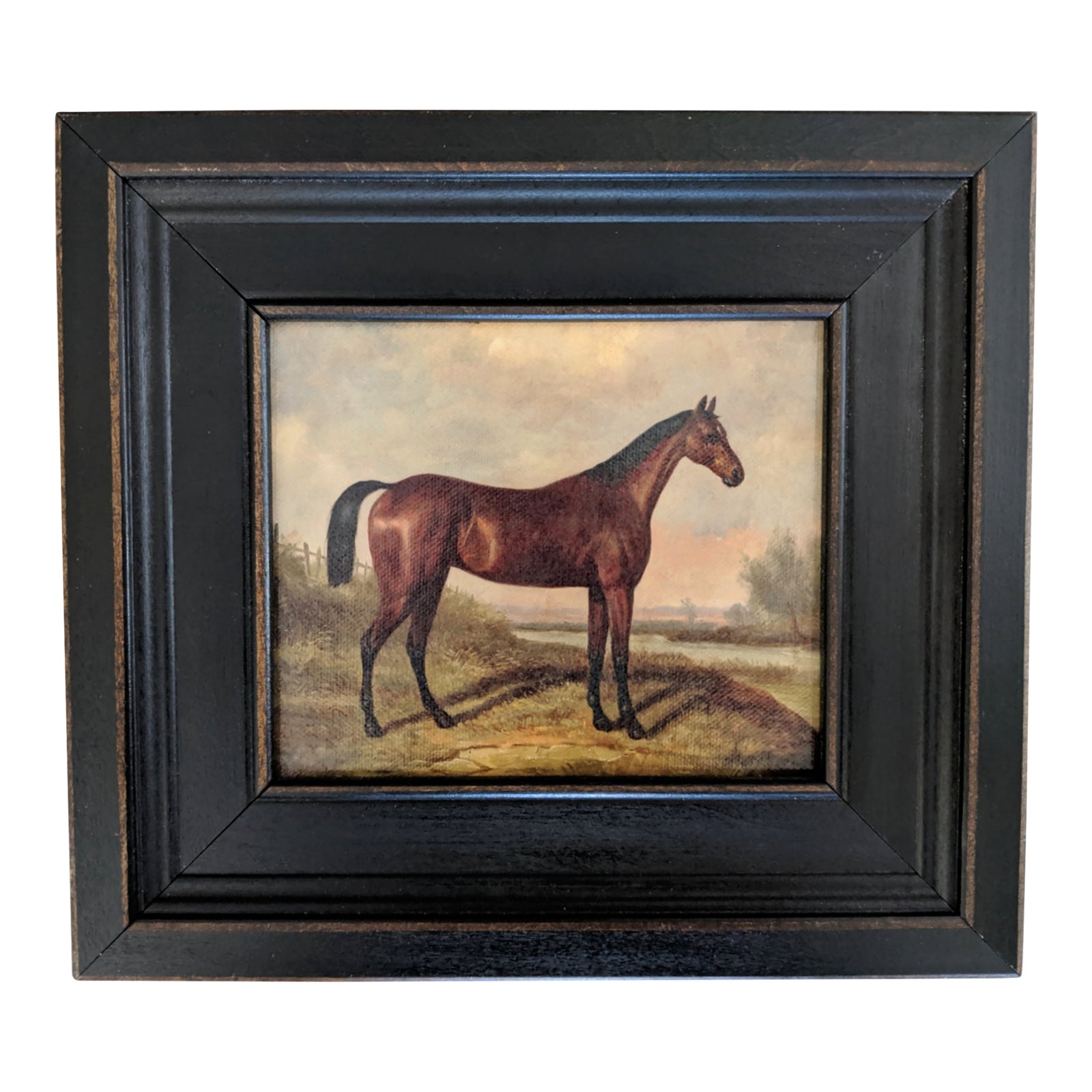 Folk Art Reproduction Oil Painting on Canvas in Black Wooden Frame by ...