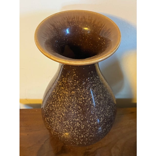 Japanese Antique Early 20th Century Japanese Brown Speckled Glaze Baluster Shape Porcelain Vase For Sale - Image 3 of 17