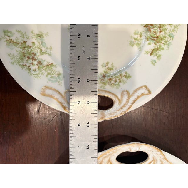 Limoges, France Pair of Limoges Porcelain Floral and Gold Platters For Sale - Image 4 of 4