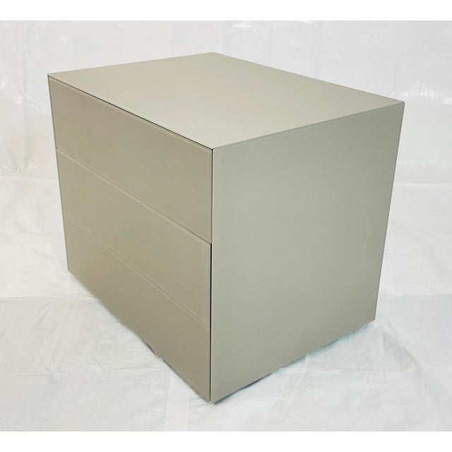 Glas Italia, Modern Gray Glass 3 Drawer Bedside Table Cabinet, Italian Modern For Sale - Image 9 of 18