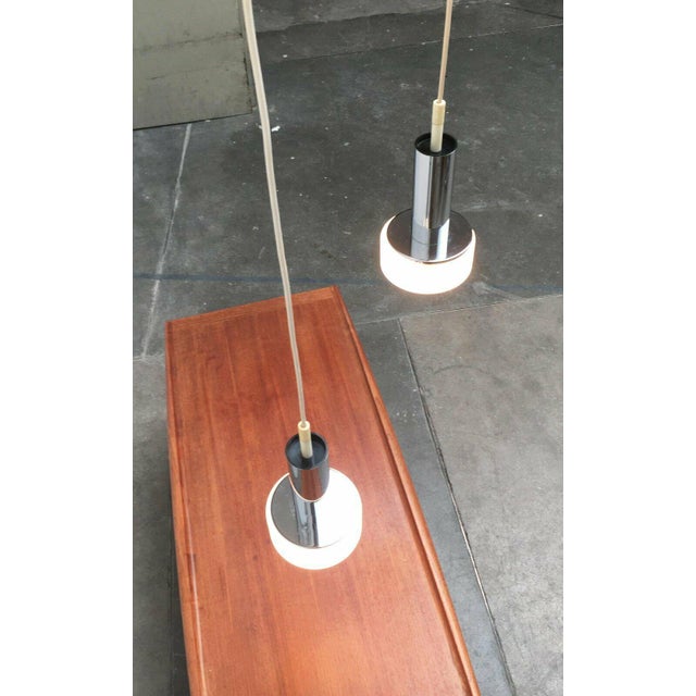 Mid-Century Modern Mid-Century Space Age German Model P105 Glass and Chrome Pendant Lamps from Staff, 1960s, Set of 2 For Sale - Image 3 of 18
