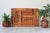 Handmade mid-century modern or brutalist-style mixed-media wood assemblage wall art featuring geometric wooden elements...