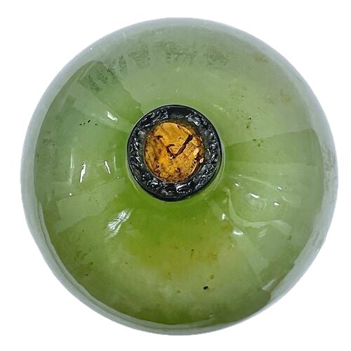 French Antique Medium Antique Green Glass Bottle For Sale - Image 3 of 3