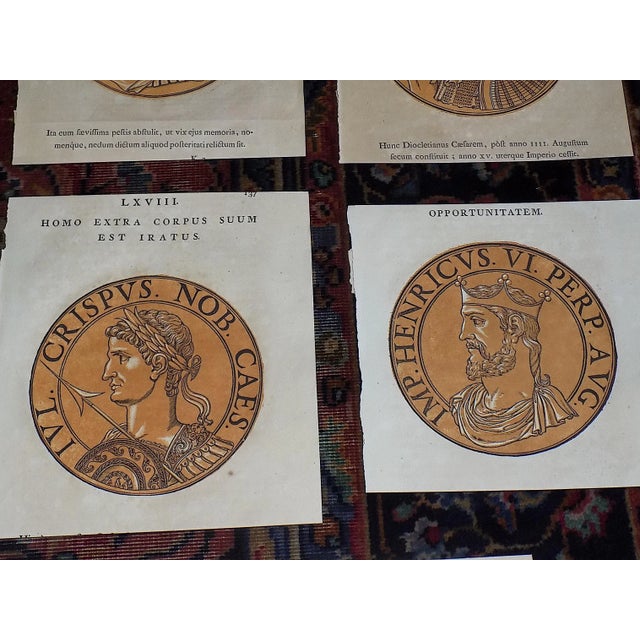 Early 18th Century Authentic Antique Early 18th C. Hubert Goltzius Chiaroscuro Color Woodcut Portraits of Roman Emperors -- Set of 11 For Sale - Image 5 of 7