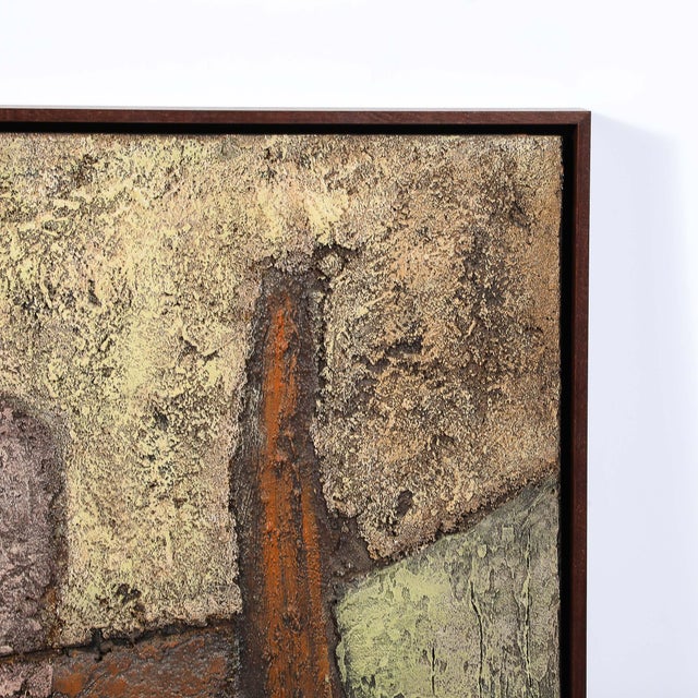 Mid-Century Modern Mid-Century Modernist Textural Abstract Mixed Media Painting on Board For Sale - Image 3 of 12