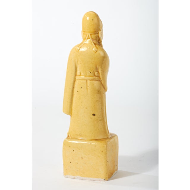 Goldenrod Mid 20th Century Chinese Wise Man Ceramic Figurine For Sale - Image 8 of 18