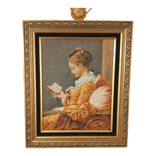 Mid 20th Century After Jean Honore Fragonard ‘Young Girl Reading’ Mosaic Wall Art For Sale