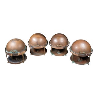 Antique Copper Rolltop Chafer Servers - Set of Four For Sale