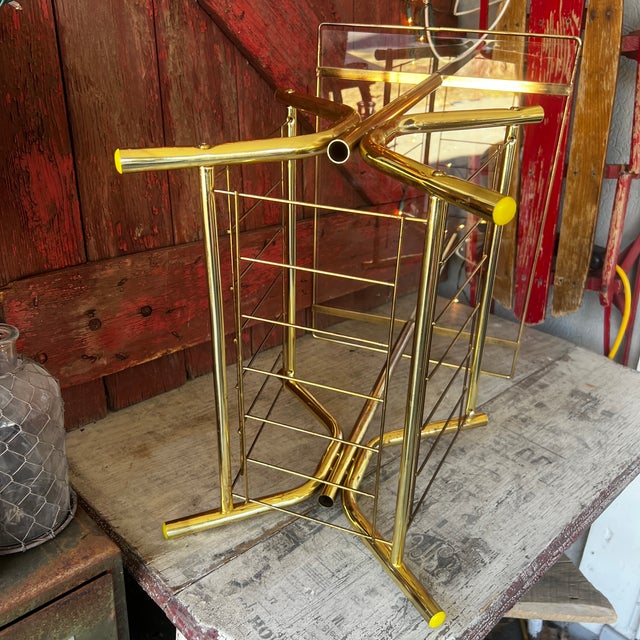 Vintage Brass & Glass Magazine Rack With Tempered Glass Top Mid-Century Modern Style For Sale - Image 17 of 17
