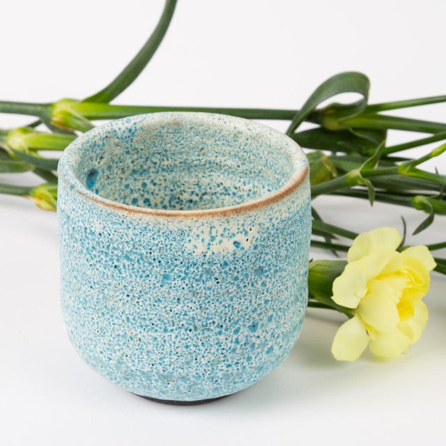 Tea Cup With Blue Volcano Glaze Signed 2-71 For Sale - Image 9 of 12