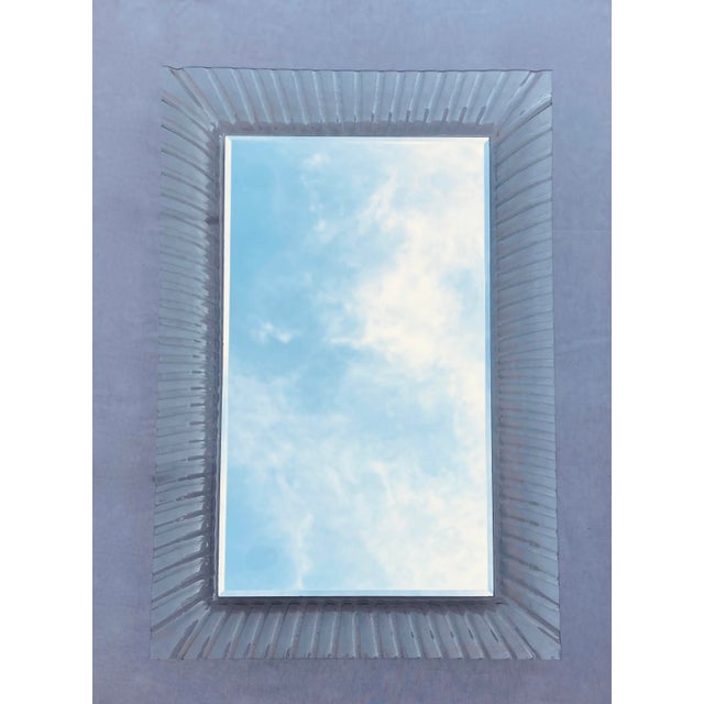 Modern 1980s Large Fluted Murano Style Glass Mirrors - A Pair For Sale - Image 3 of 13